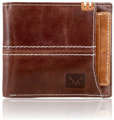 Toughstance Men Brown Genuine Leather Wallet(8 Card Slots), Brown-tan