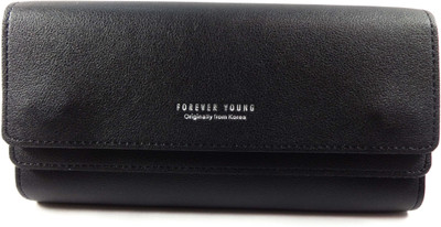 SB Women Black Artificial Leather Wallet(12 Card Slots)