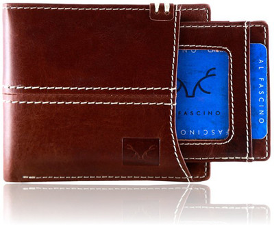 

Toughstance Men Brown Genuine Leather Wallet(8 Card Slots)