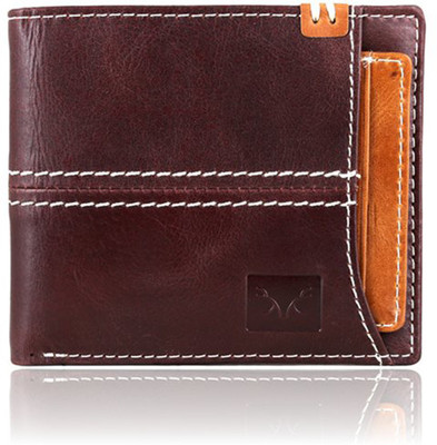 

Toughstance Men Maroon Genuine Leather Wallet(8 Card Slots), Maroon-tan