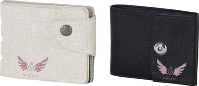 

Martell Men White Artificial Leather Wallet(2 Card Slots), Black