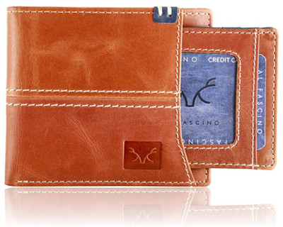 

Toughstance Men Tan Genuine Leather Wallet(8 Card Slots)