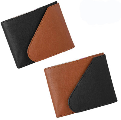 

Elgator Men Tan, Black Artificial Leather Wallet(4 Card Slots), Black;tan