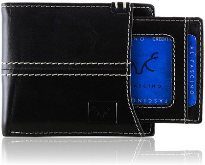 

Toughstance Men Black Genuine Leather Wallet(8 Card Slots)