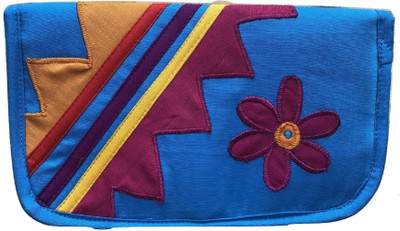 

NavRup handworks Women Blue Fabric Wallet(3 Card Slots)