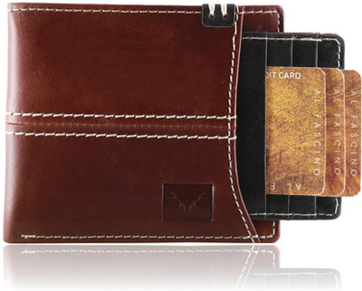 

Toughstance Men Brown Genuine Leather Wallet(8 Card Slots), Brown-black