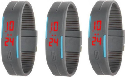 

Style Keepers SKLEDGREY3 New Collection LED Rectangle Dial Grey Attractive And Comfertable Rubber Strap (Combo of 3) Watch - For Boys