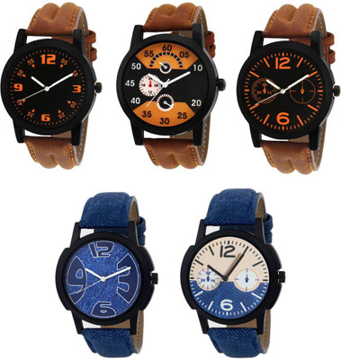 

Rage Enterprise New Stylish Dial Brown & Blue Leather Belt Men Watch - For Boys