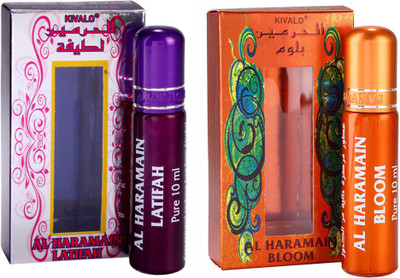 

Kivalo Haramain Pure Original Latifah & Bloom Fragrance Roll On Attar Combo Pack of 2 x 10 ml For Women Floral Attar(Amber)