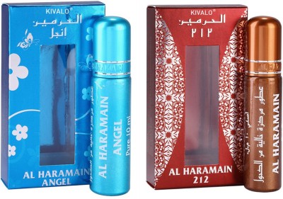 

Kivalo Haramain Pure Original Angel & 212 Fragrance Roll On Attar Combo Pack of 2 x 10 ml For Women Floral Attar(Amber)