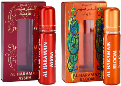 

Kivalo Haramain Pure Original Aysha & Bloom Fragrance Roll On Attar Combo Pack of 2 x 10 ml For Men and Women Floral Attar(Musk)