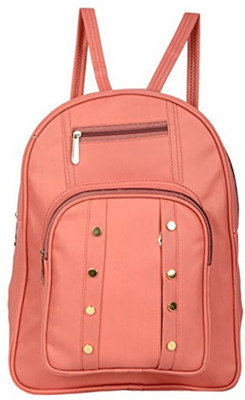 

MultiZone Pastel College Tuition Faux Leather Bag 11 L Backpack(Pink), Peach