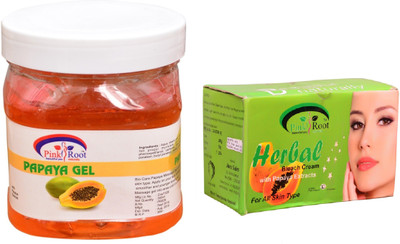 

Pink Root Herbal Bleach 250gm, Papaya Gel 500ml(Set of 2)