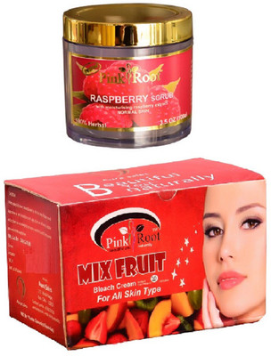 

Pink Root Mix Fruit Bleach 250gm, Raspberry Scrub 100gm(Set of 2)