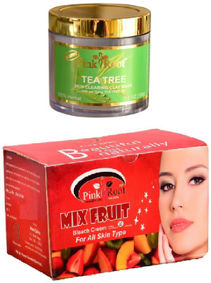 

Pink Root Mix Fruit Bleach 250gm, Tea Tree Skin Clearing Clay Mask 100gm(Set of 2)