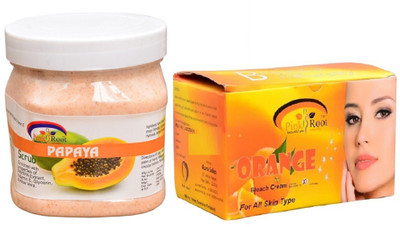 Pink Root Orange Bleach 250gm, Papaya Scrub 500ml(Set of 2)