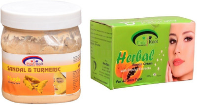 

Pink Root Herbal Bleach 250gm, Sandal & Turmeric Mask 500ml(Set of 2)