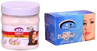 

Pink Root Diamond Bleach 250gm, Garlic Hair Mask 500ml(Set of 2)