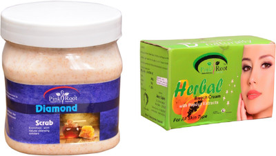 

Pink Root Herbal Bleach 250gm, Diamond Scrub 500ml(Set of 2)