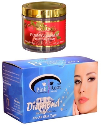 

Pink Root Diamond Bleach 250gm, Pomegranate Butter Cream 100gm(Set of 2)