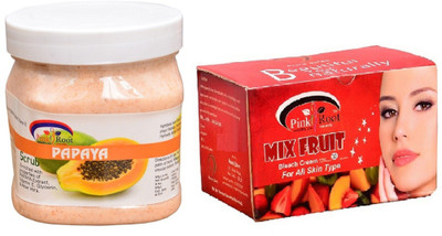 

Pink Root Mix Fruit Bleach 250gm, Papaya Scrub 500ml(Set of 2)