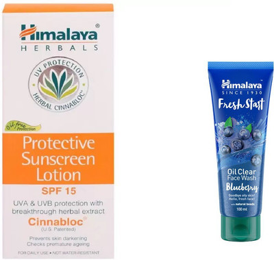 

Himalaya sunscreen lotion, Fresh Start Oil Clear Blueberry Face Wash(Set of 2)