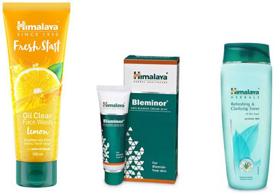 

Himalaya fresh start oil clear lemon face wash, refreshing clarifying toner, bleminor anti blemish cream(Set of 3)