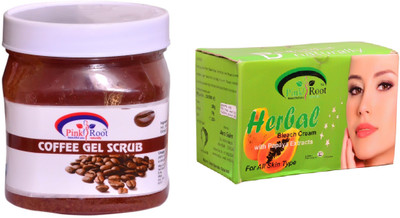 

Pink Root Herbal Bleach 250gm, Coffee Gel Scrub 500ml(Set of 2)