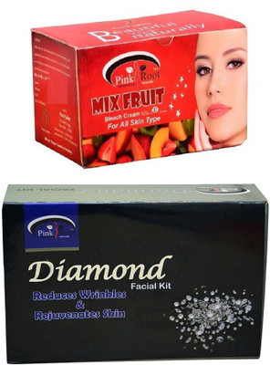 

Pink Root Mix Fruit Bleach 250gm, Diamond Facial Kit 83gm(Set of 2)