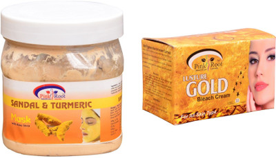

Pink Root Gold Bleach 250gm, Sandal & Turmeric Mask 500ml(Set of 2)