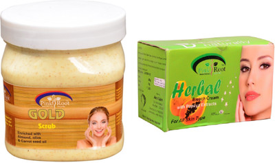 

Pink Root Herbal Bleach 250gm, Gold Scrub 500ml(Set of 2)