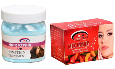 

Pink Root Mix Fruit Bleach 250gm, Hair Repair Spa 500ml(Set of 2)