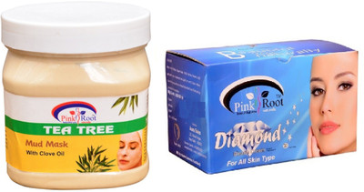 

Pink Root Diamond Bleach 250gm, Tea Tree Mud Mask 500ml(Set of 2)