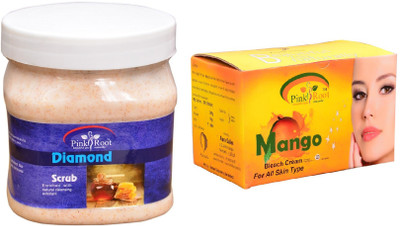 

Pink Root Mango Bleach 250gm, Diamond Scrub 500ml(Set of 2)