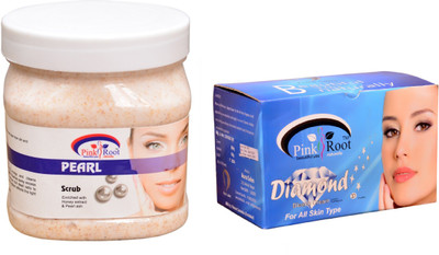 

Pink Root Diamond Bleach 250gm, Pearl Scrub 500ml(Set of 2)