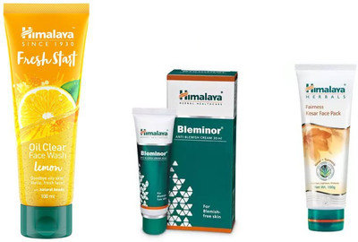 

Himalaya fresh start oil clear lemon face wash, fairness kesar face pack, bleminor anti blemish cream(Set of 3)