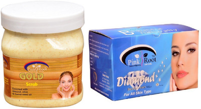 

Pink Root Diamond Bleach 250gm, Gold Scrub 500ml(Set of 2)