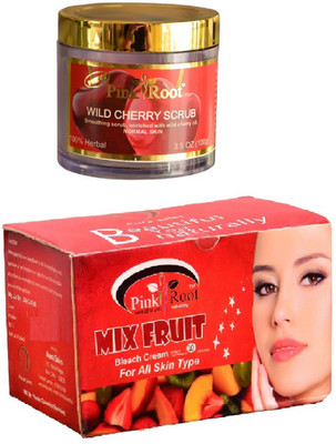 

Pink Root Mix Fruit Bleach 250gm, Wild Cherry Scrub 100gm(Set of 2)