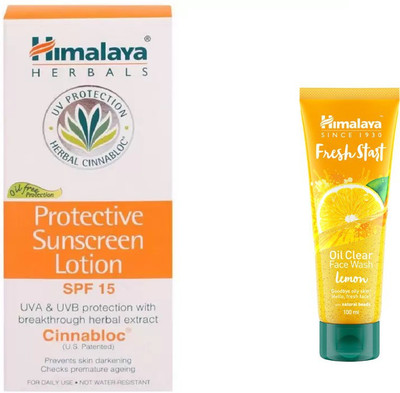 

Himalaya sunscreen lotion, Fresh Start Oil Clear lemon Face Wash(Set of 2)