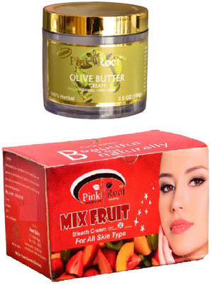 

Pink Root Mix Fruit Bleach 250gm, Olive Butter Cream 100gm(Set of 2)