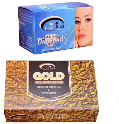 

Pink Root Diamond Bleach 250gm, Gold Facial Kit 83gm(Set of 2)