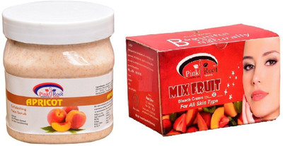 

Pink Root Mix Fruit Bleach 250gm, Apricot Scrub 500ml(Set of 2)