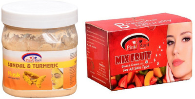 

Pink Root Mix Fruit Bleach 250gm, Sandal & Turmeric Mask 500ml(Set of 2)