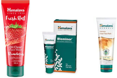 

Himalaya fresh start oil clear strawberry face wash, fairness kesar face pack, bleminor anti blemish cream(Set of 3)