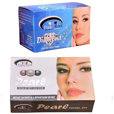 

Pink Root Diamond Bleach 250gm, Pearl Facial Kit 83gm(Set of 2)