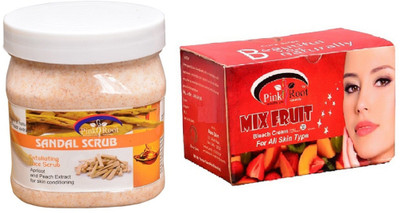 

Pink Root Mix Fruit Bleach 250gm, Sandal Scrub 500ml(Set of 2)