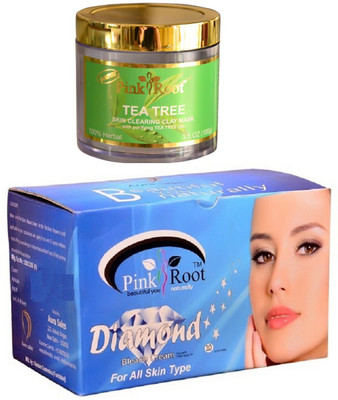 

Pink Root Diamond Bleach 250gm, Tea Tree Skin Clearing Clay Mask 100gm(Set of 2)