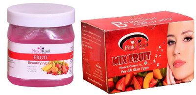 Pink Root Mix Fruit Bleach 250gm, Fruit Gel 500ml(Set of 2)