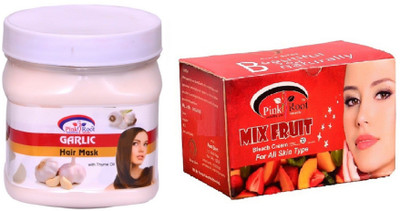 

Pink Root Mix Fruit Bleach 250gm, Garlic Hair Mask 500ml(Set of 2)