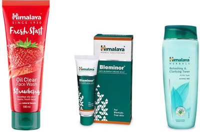 

Himalaya fresh start oil clear strawberry face wash, refreshing clarifying toner, bleminor anti blemish cream(Set of 3)